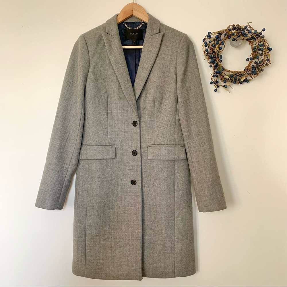J Crew Parke 100% Wool Coat in Gray 4 Tall